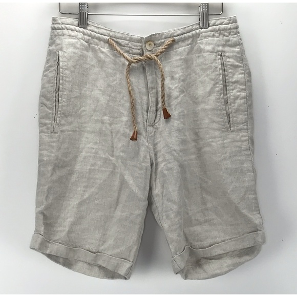Zara Other - Zara Man 100% Linen Pocket Rope Draw String Shorts